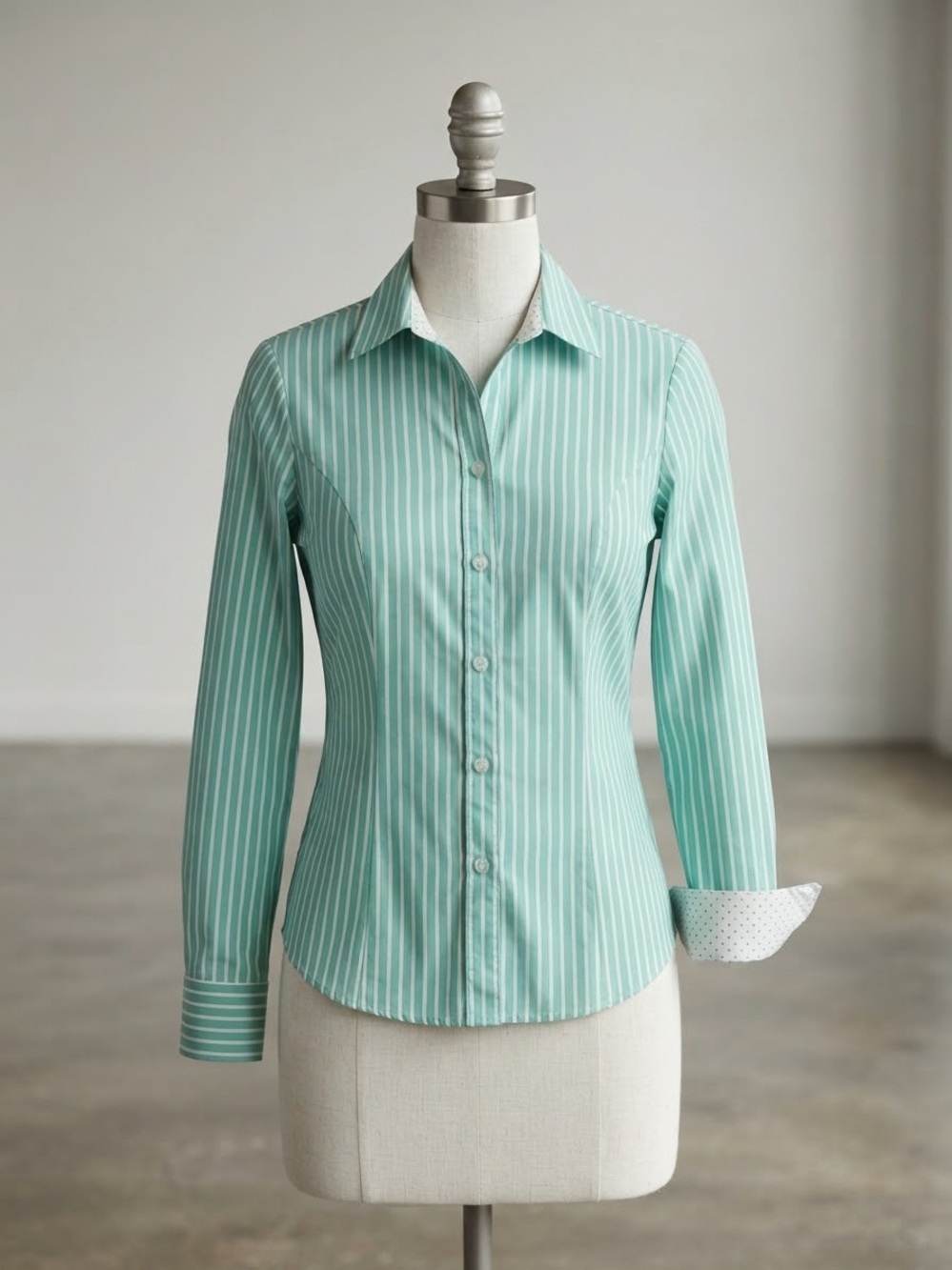Christopher & Banks Mint Green Striped Button-Down Shirt
